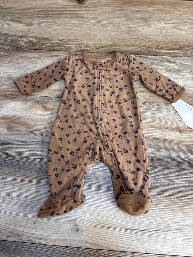 NEW Just One You Leopard Print Blanket Sleeper Brown sz 3m - Me n Mommy To Be