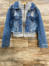 Cutie's Fashion Distressed Full Zip Hooded Denim Jacket Blue sz 4T
