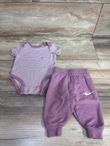 Nike Striped Bodysuit & Bottoms 2pc Set Mauve sz Newborn