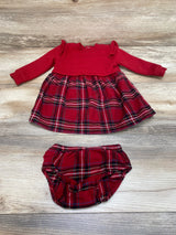 Carter's 2pc Plaid Sweatshirt Dress & Bloomers Red sz 6m