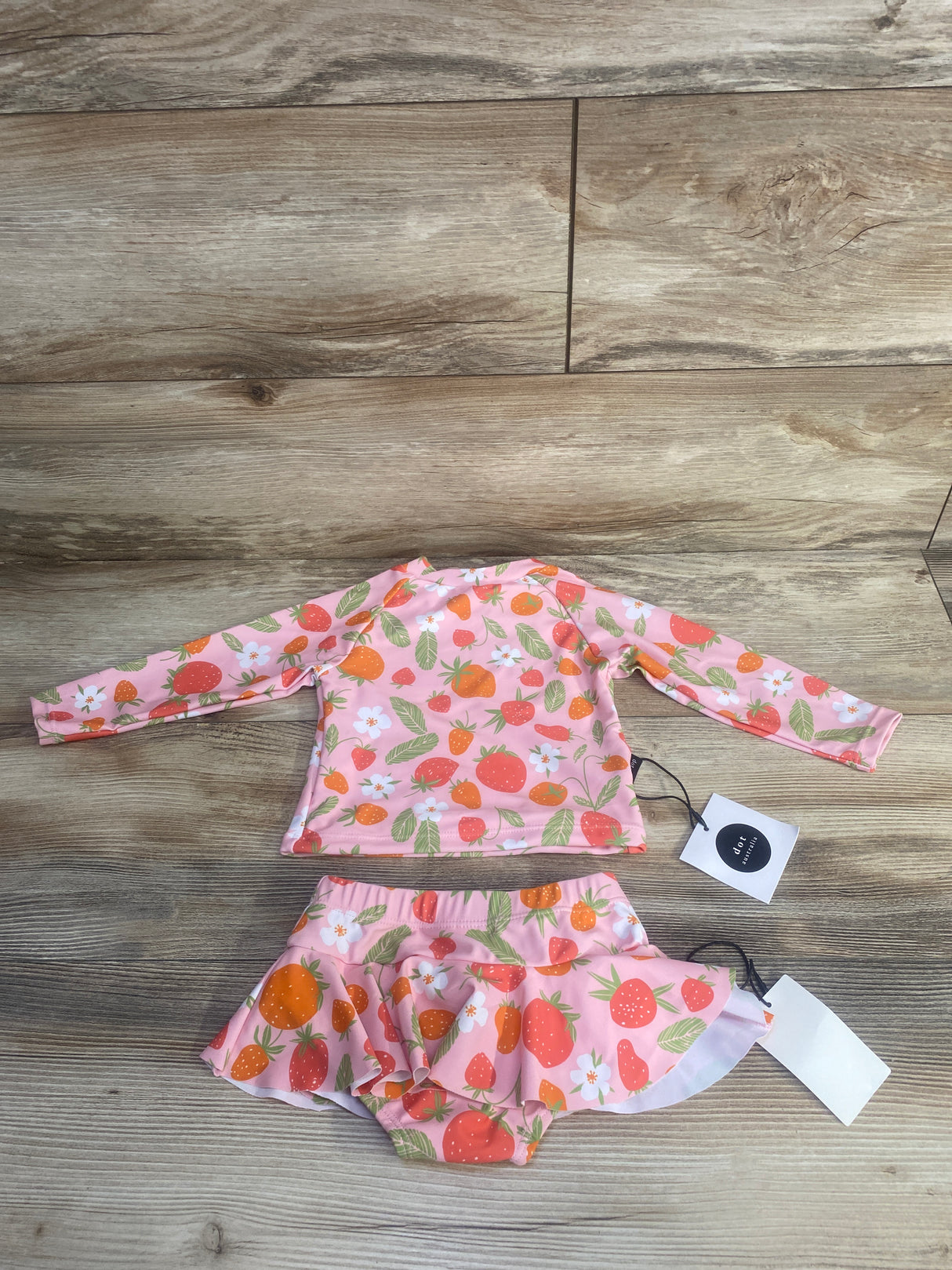 NEW Dot Australia 2pc Floral Rashguard Swimsuit Set Pink sz 9-12m