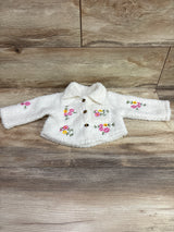 Shein Embroidered Sherpa Button-Up Jacket Ivory sz 3-6m