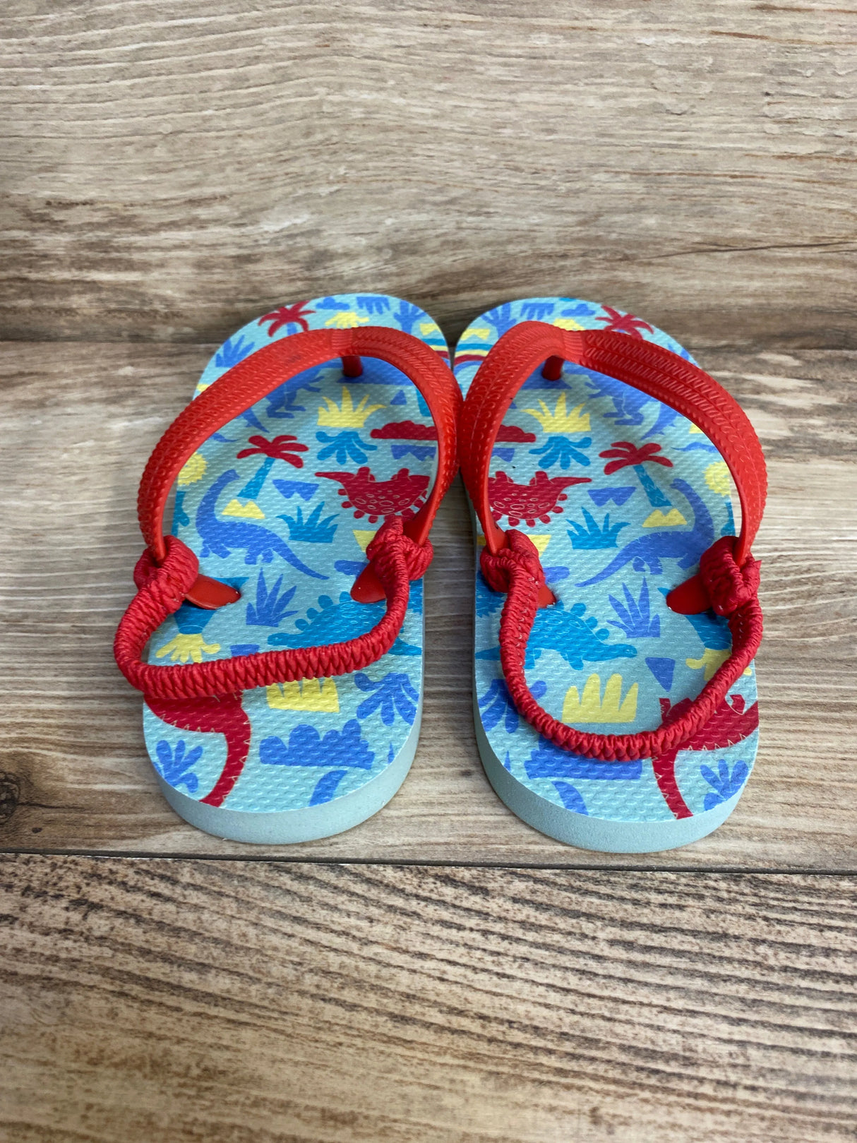 Cat & Jack Dino Flip Flops Red sz 9-10c