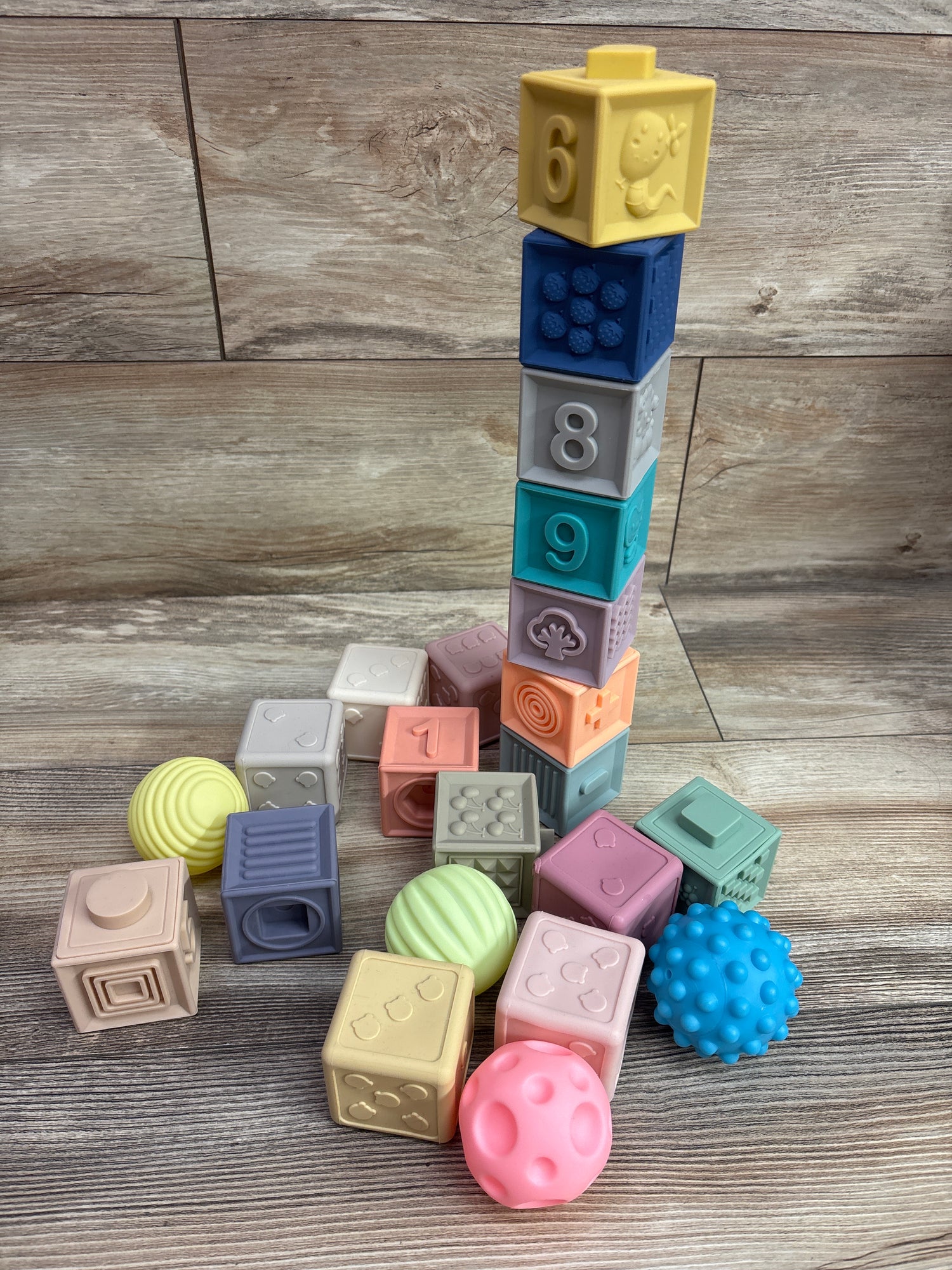 SpringFlower 3-in-1 Soft Silicone Montessori Blocks & Balls