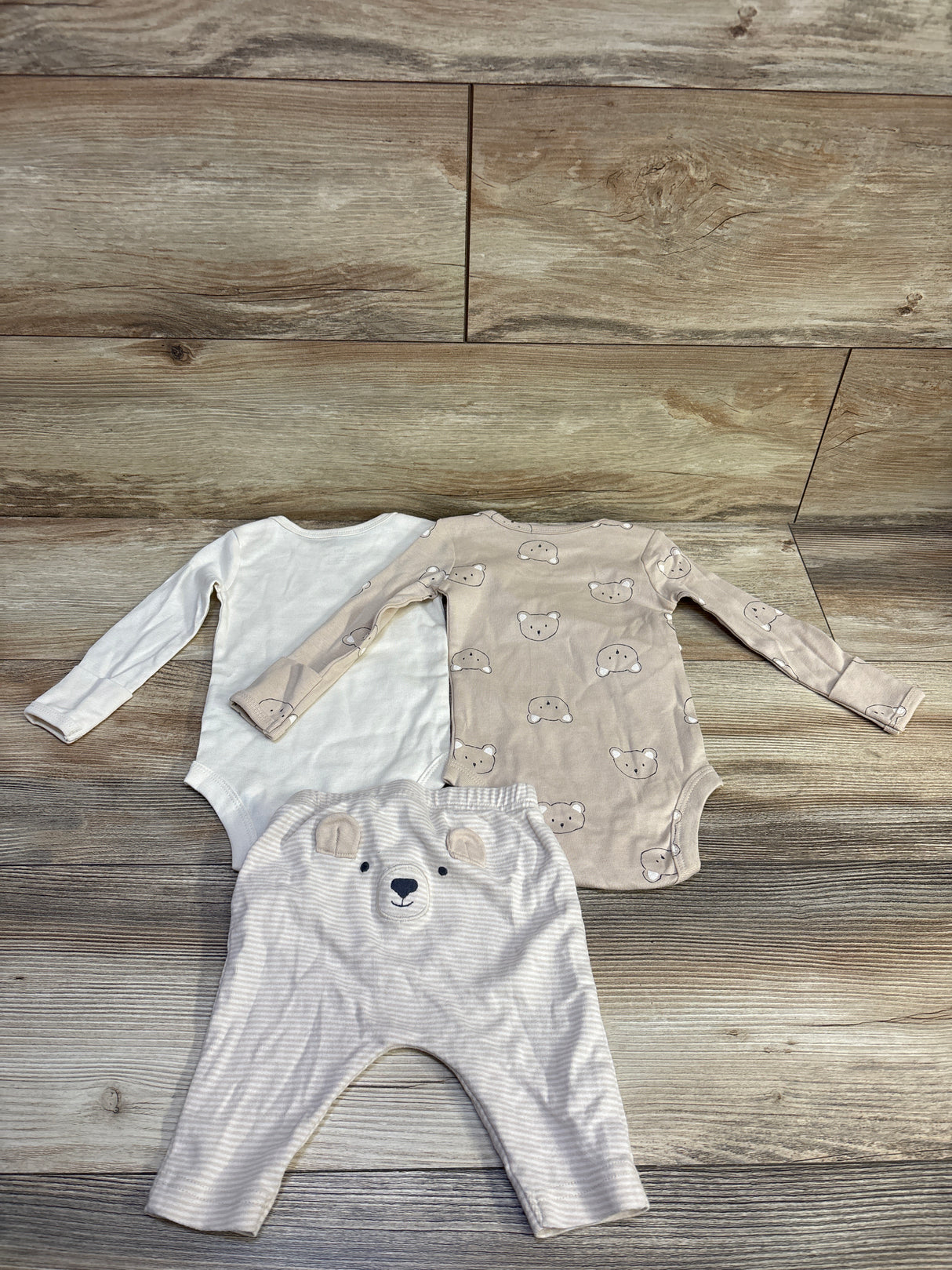 Carter's 3pc Long Sleeve Bodysuit Set Tan sz 3m