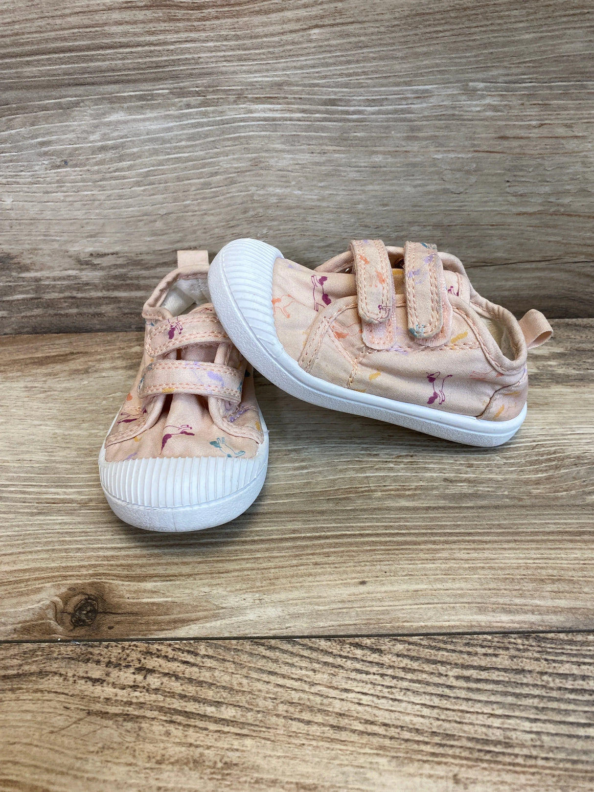 Cat & Jack Double Velcro Parker Sneakers Pink Sz 6c