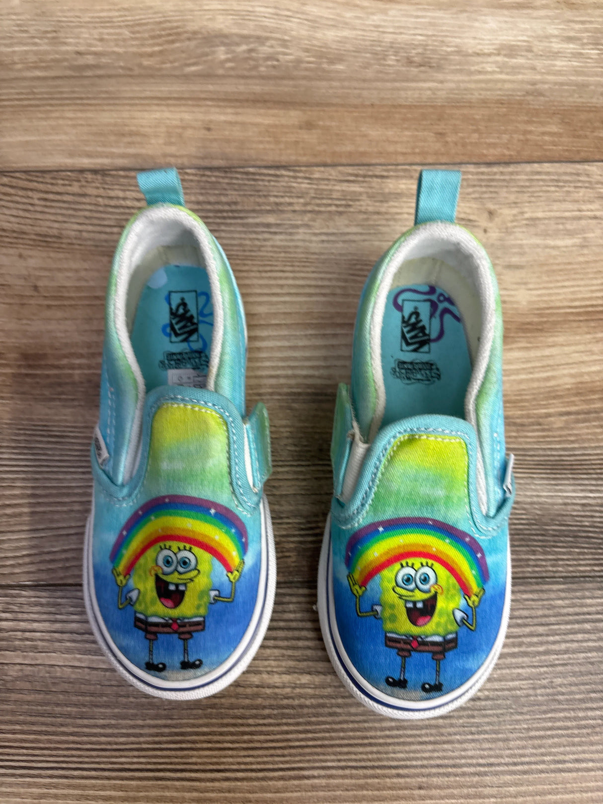 Vans x Spongebob Squarepants Imagination Slip-On Sneakers Blue sz 8.5c