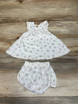 Easy-Peasy 2Pc Floral Ruffle Dress & Bloomers White sz 0-3m