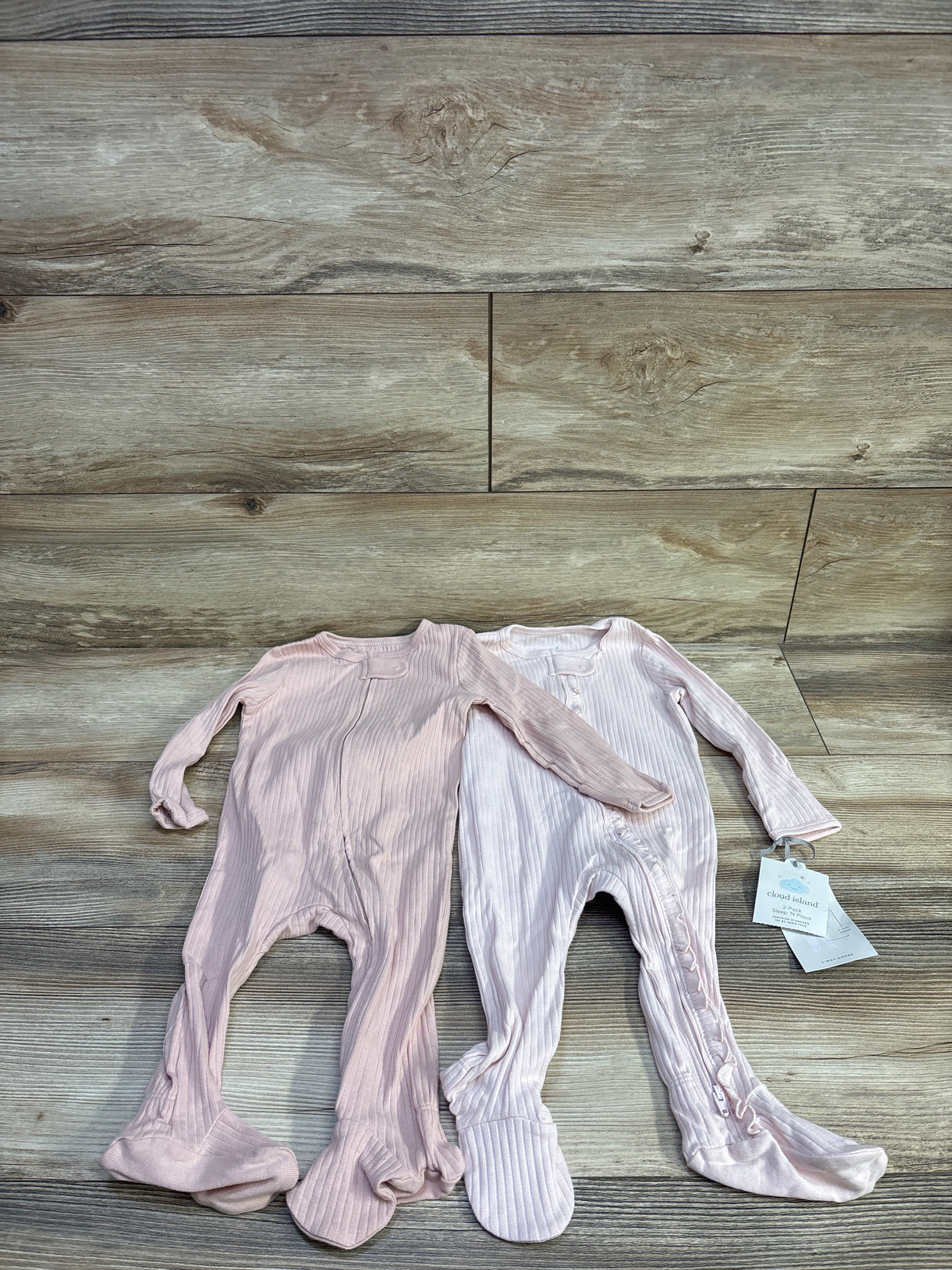 NEW Cloud Island 2pk Solid Wide Ribbed Sleeper Pink sz 6-9m