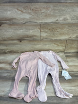 NEW Cloud Island 2pk Solid Wide Ribbed Sleeper Pink sz 6-9m
