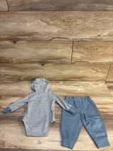 Carter's 2pc Striped Hooded Bodysuit & Joggers Set Blue sz 6m