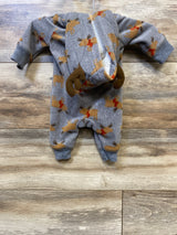 Just One You Reindeer Hooded Coverall Grey sz Newborn