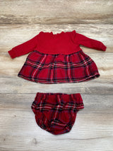 Carter's 2pc Plaid Sweatshirt Dress & Bloomers Red sz Newborn