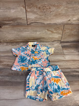 Volcom 2pc Linen Blend Button Up Shirt & Shorts Set Peach sz 12m