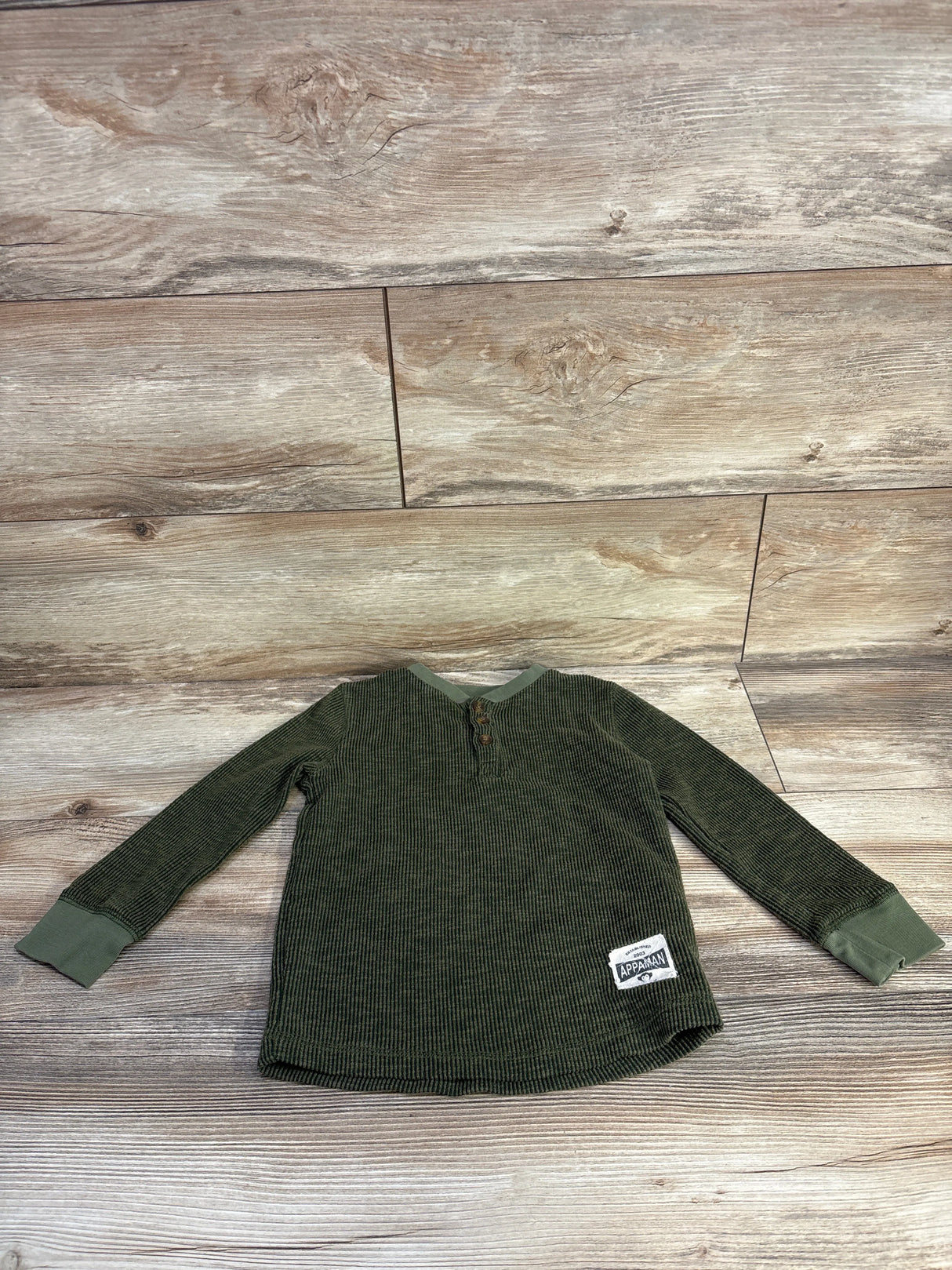 Appaman Ribbed Henley Shirt Green sz 4T