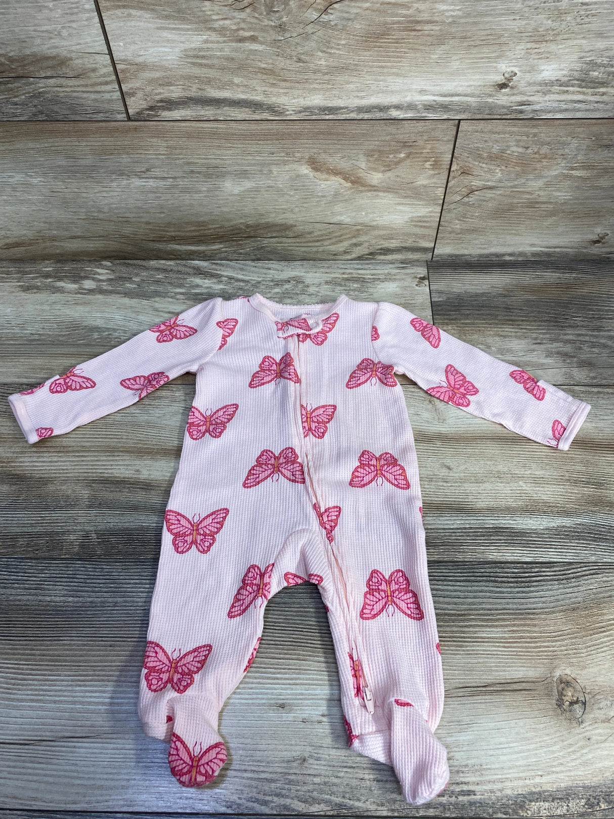 Carter's Waffle Knit Butterfly Print Sleeper Pink sz 3m