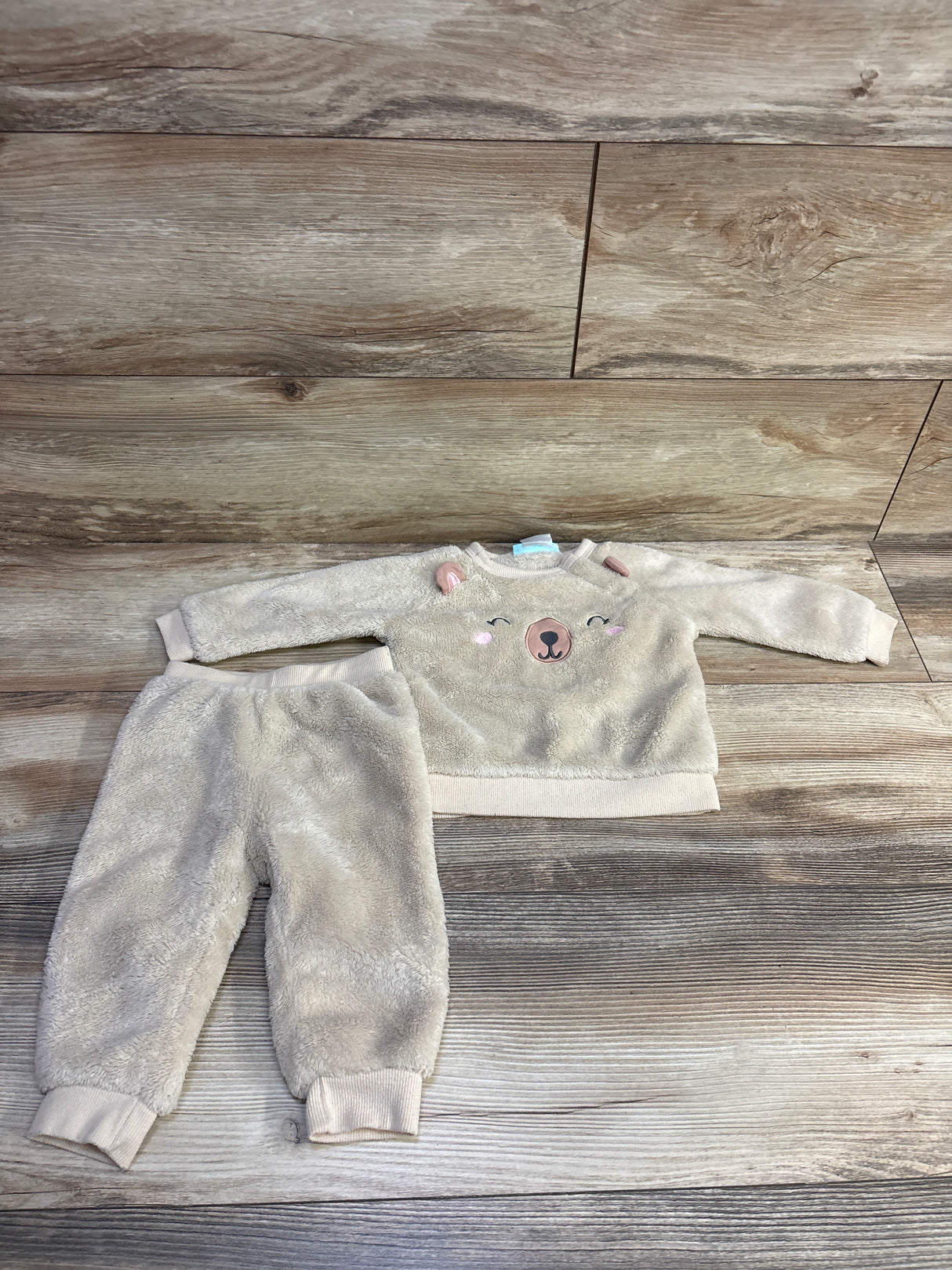 Pekkle 2pc Plush Sweatshirt & Pants Set Beige sz 9m