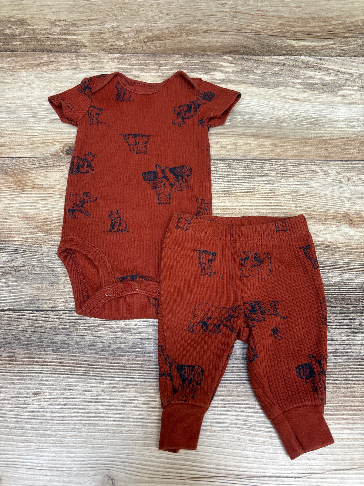 Carter's 2pc Ribbed Bodysuit & Pants Set Rust sz Newborn