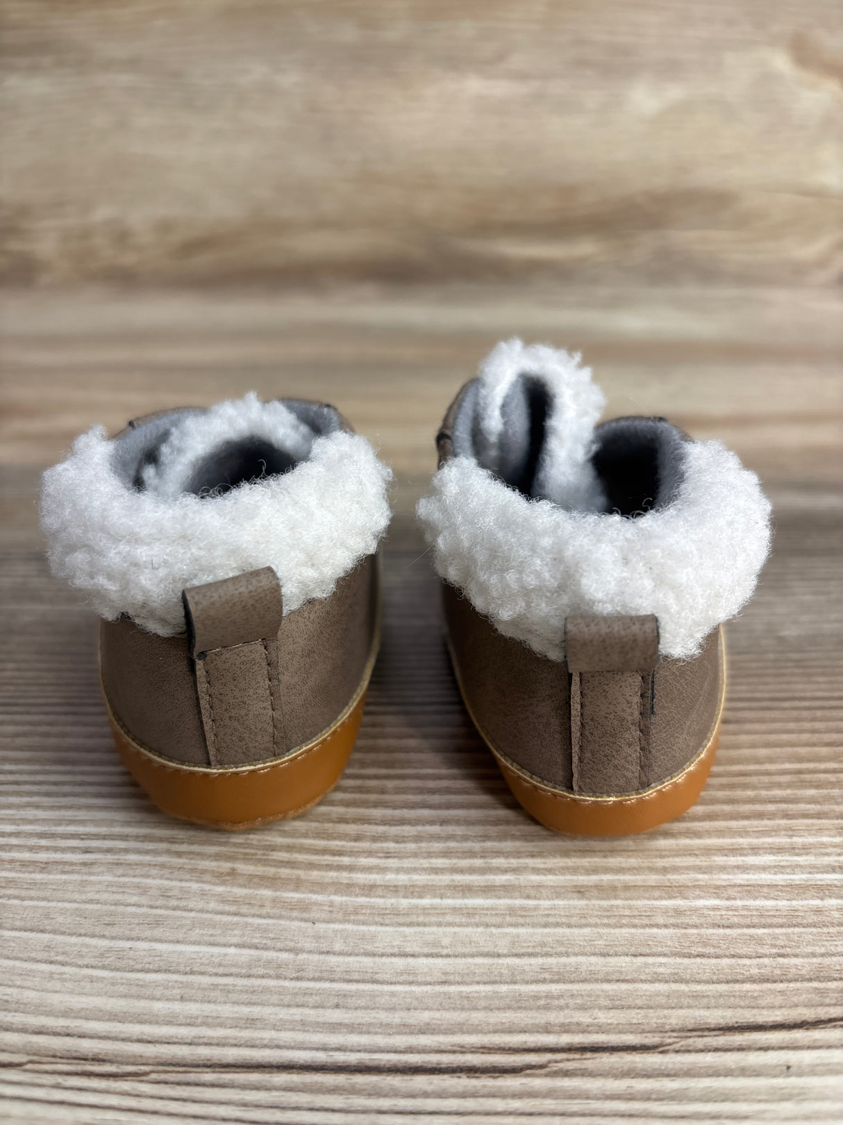 Cat & Jack Sherpa High-Top Crib Shoes Brown sz 3-4c