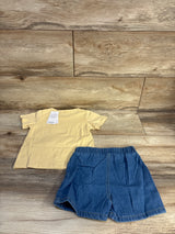 NEW NZRVAWS 2pc Cooler Version of Dad Shirt & Shorts Yellow sz 18-24m
