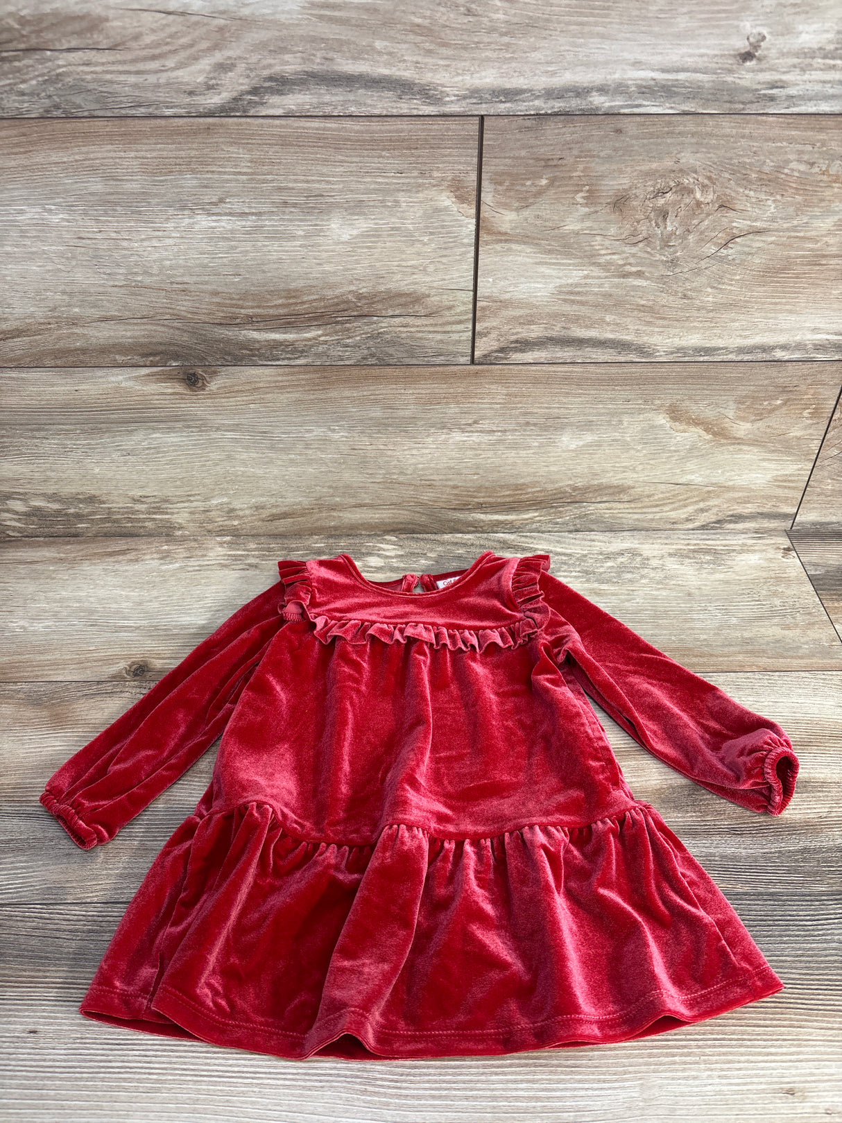 Cat & Jack Velvet Long Sleeve Dress Red sz 18m