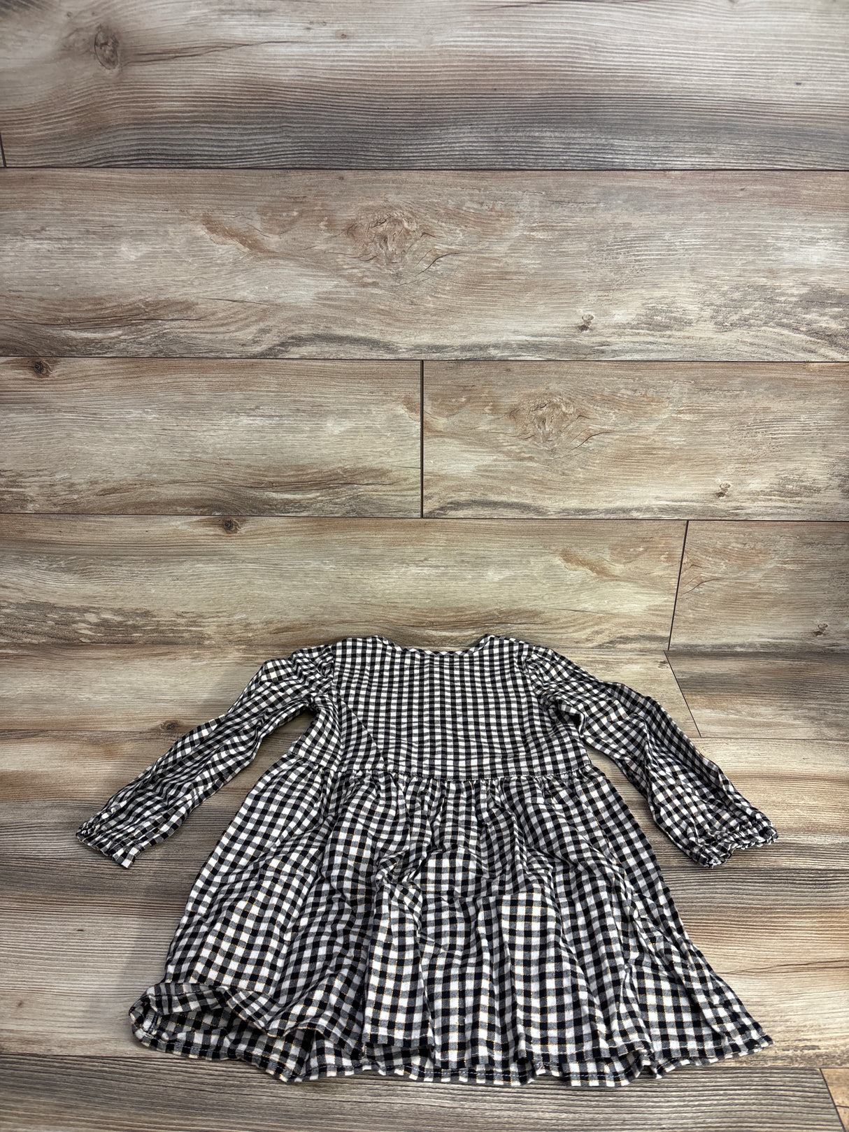 Cat & Jack Metallic Gingham Dress Black sz 5T