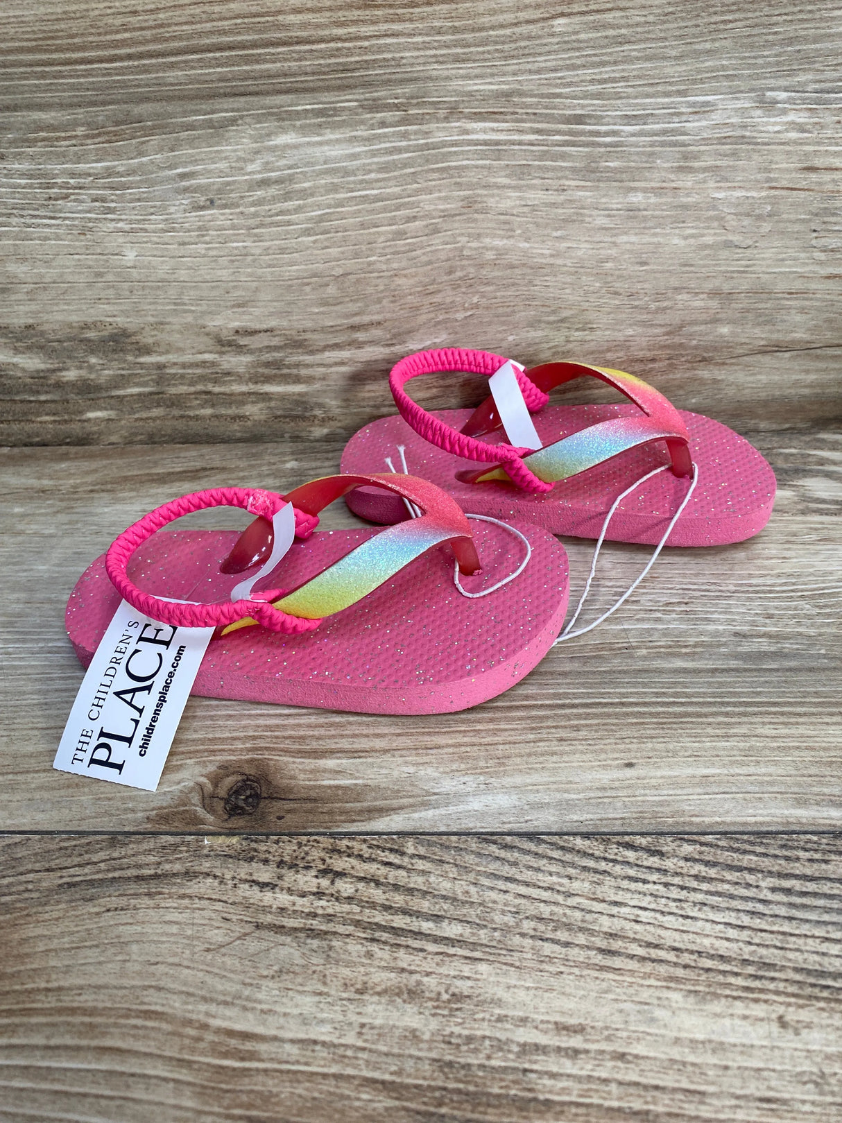 NEW Children's Place Pink Glitter Flip Flops sz 6-7c
