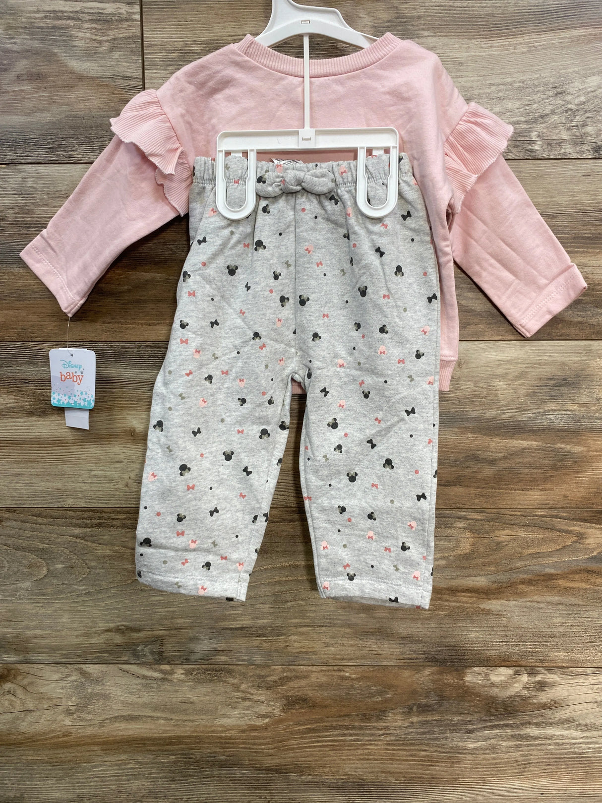 NEW Disney Baby 2pc Minnie Mouse Sweatshirt & Pants Set Pink sz 12m