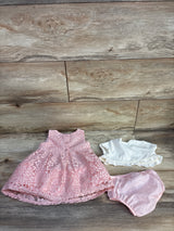 Bonnie Baby 3pc Lace Dress, Bloomers, & Cardigan Set Pink sz 6-9m