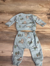 Kit + Pearl Textured Bear Sweatshirt & Bottoms Set Light Blue sz 3-6m