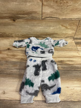 Dinosaur Print 2pc Plush Sweatshirt & Joggers Set Grey sz 0-3m