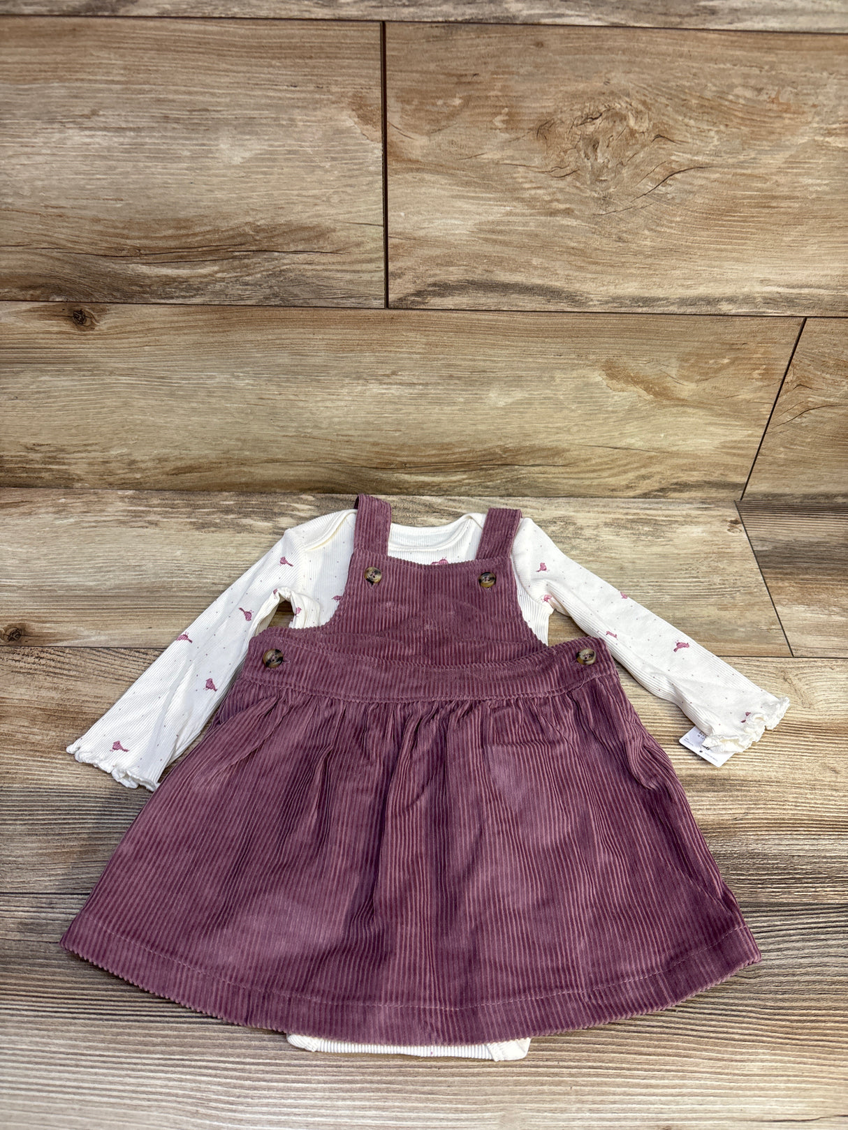 NEW Just One You 2Pc Corduroy Overall Dress Set Mauve sz 9m