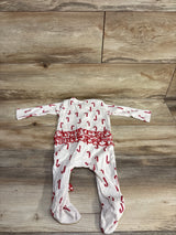 Jessica Simpson Ribbed Ruffled Candy Cane Sleeper Ivory sz 3-6m
