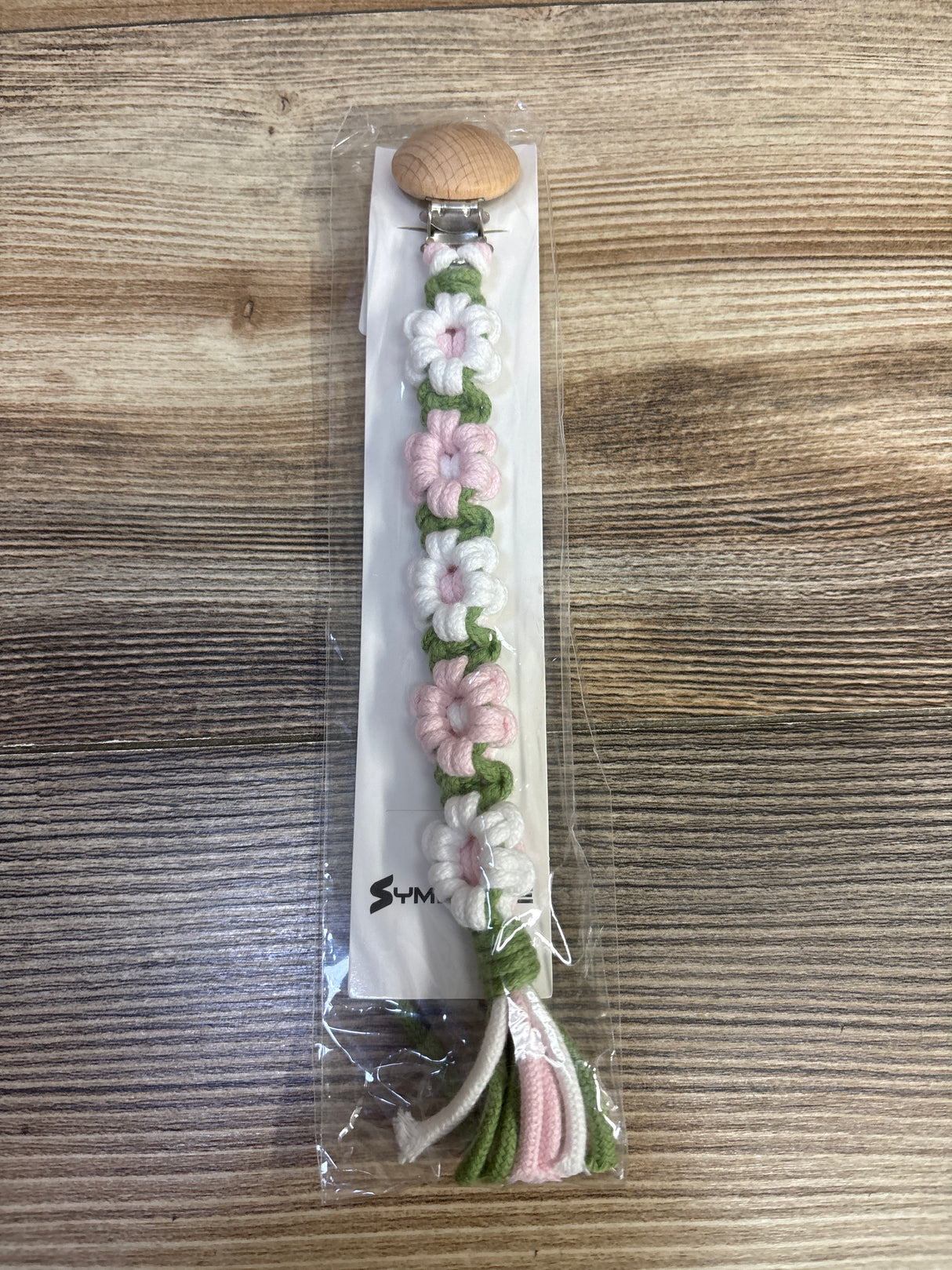 NEW Symbolife Floral Daisy Macrame Pacifier Clip