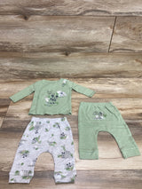 Disney Baby 3pc Mickey Mouse Kimono Set Green sz 0-3m