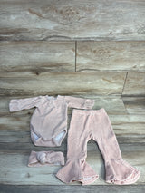 Rz By Rachel Zoe 3pc Ribbed Velvet Bodysuit Set Pink sz 6-9m