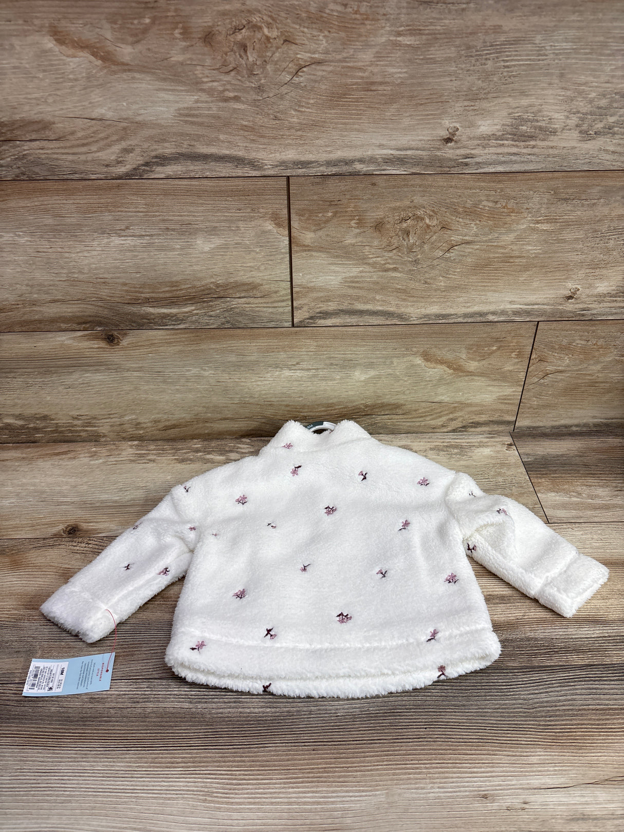 NEW Cat & Jack Embroidered Sherpa Quarter-Zip Jacket White sz 18m