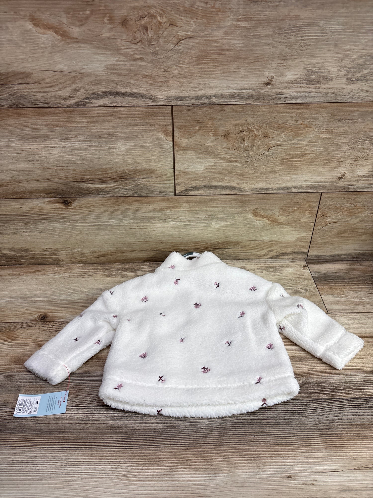 NEW Cat & Jack Embroidered Sherpa Quarter-Zip Jacket White sz 18m