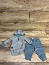 Carter's 2pc Striped Hooded Bodysuit & Joggers Set Blue sz 6m