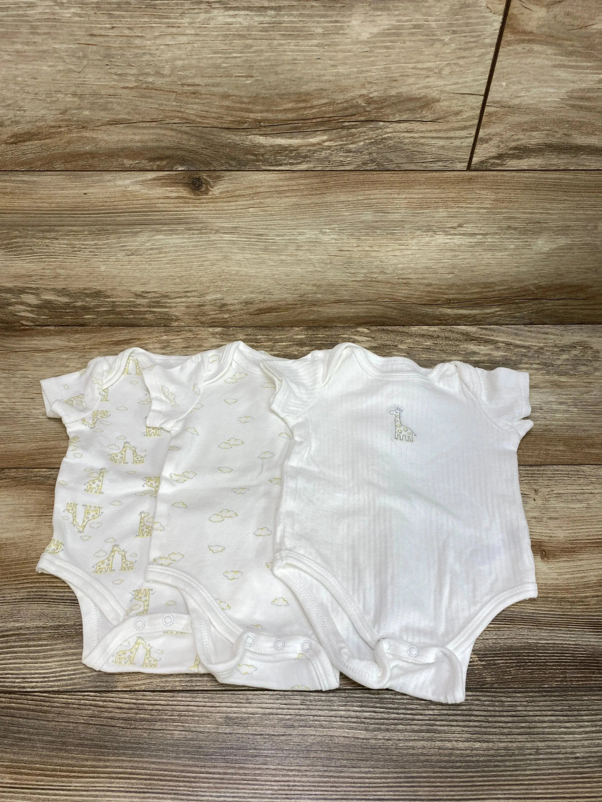 Little Me 3Pk Giraffe Bodysuits White sz 3m