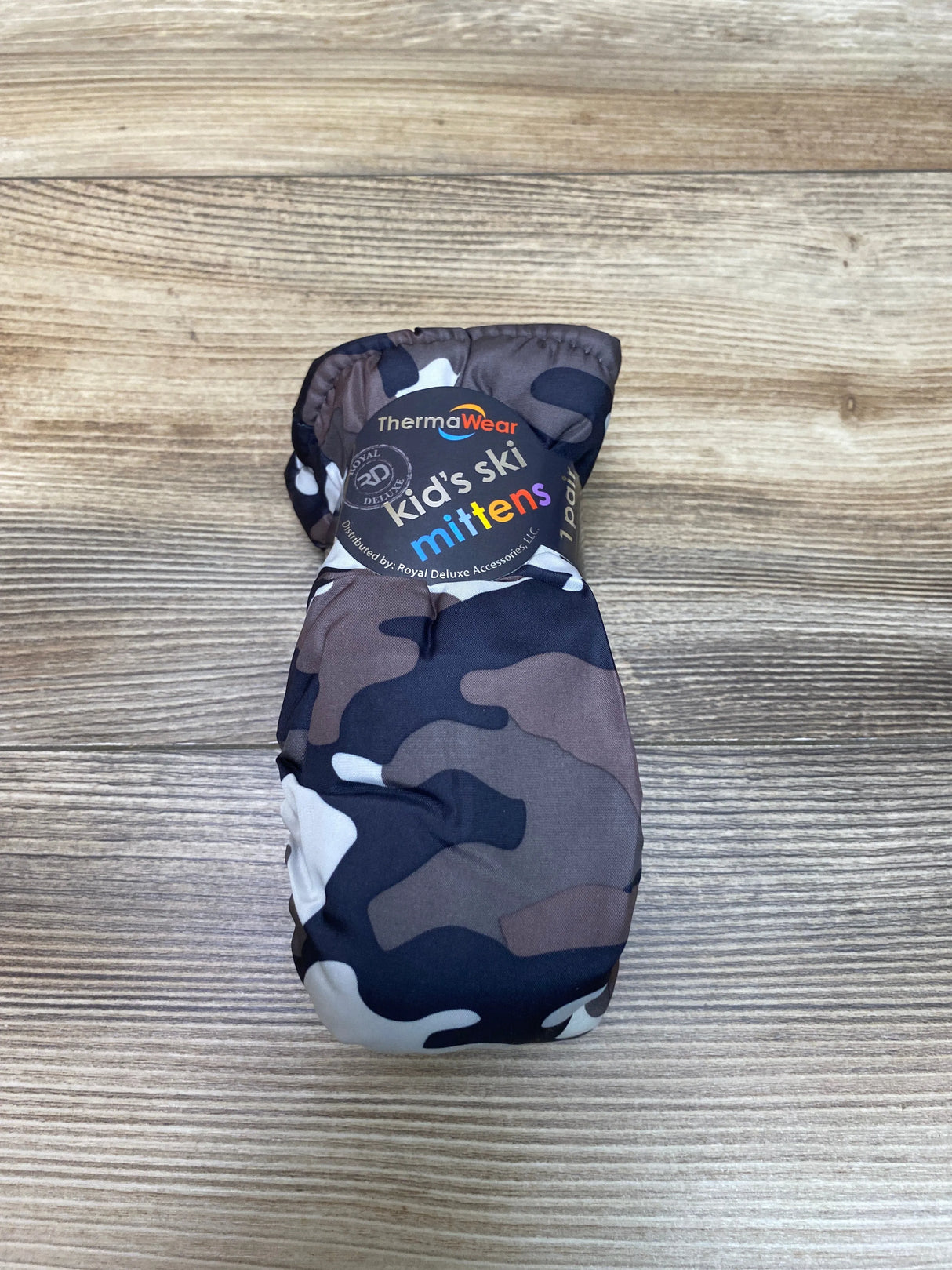 NEW ThermaWear Kid's Ski Grey Camo Mittens OSFM (1-3Y)