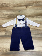 NEW Little Gent 4pc Suspender Set White sz 0-3m