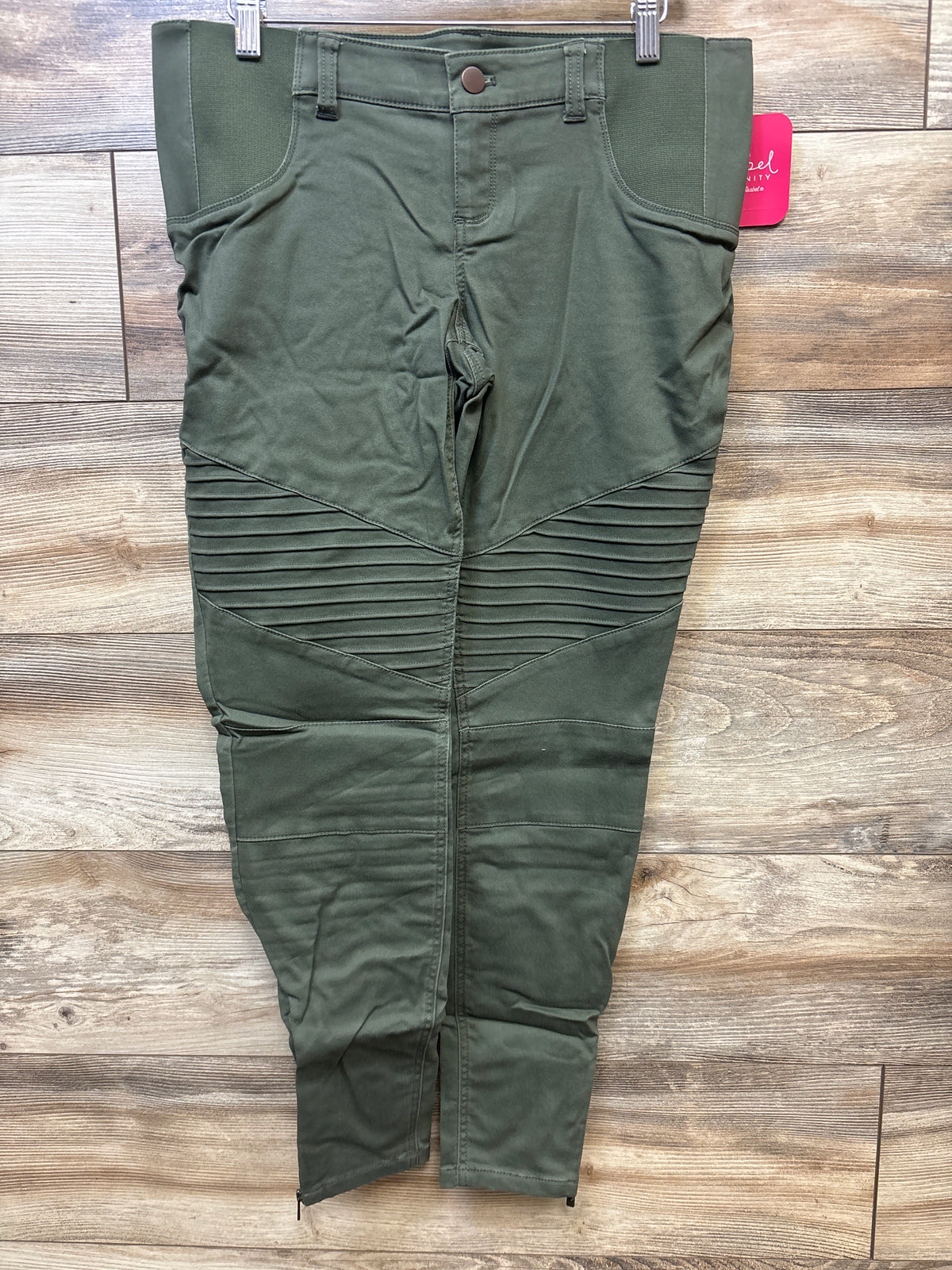 NEW Isabel Maternity Side Panel Utility Jeggings Olive Green sz 4/Small