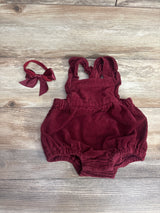 Old Navy 2pc Cord Bubble Romper Set Burgundy sz 6-12m