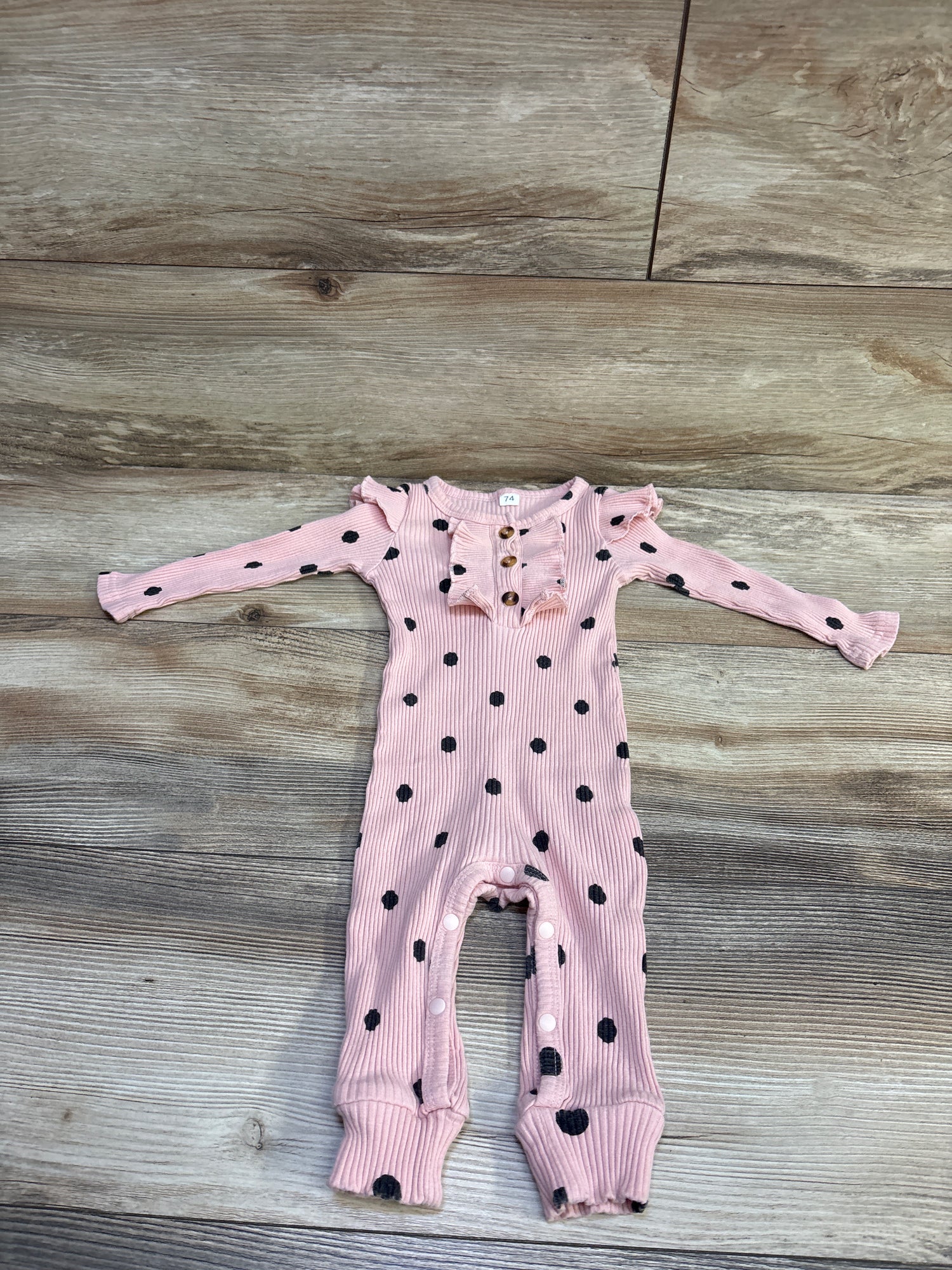 Polka Dot Ribbed Henley Coverall Pink sz 9m