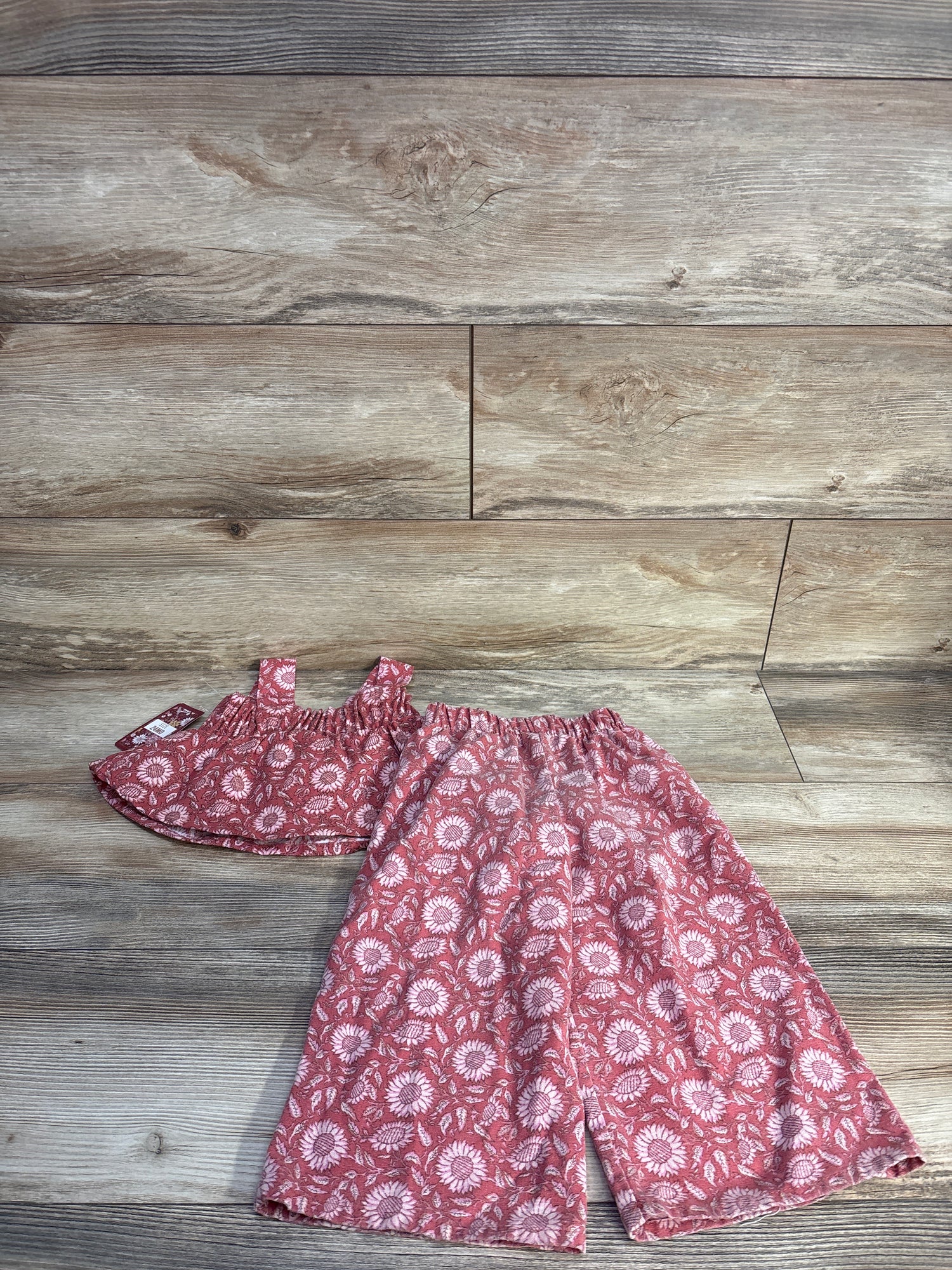 NEW Btween Baby 2pc Floral Cropped Tank Top & Pants Set Red sz 24m