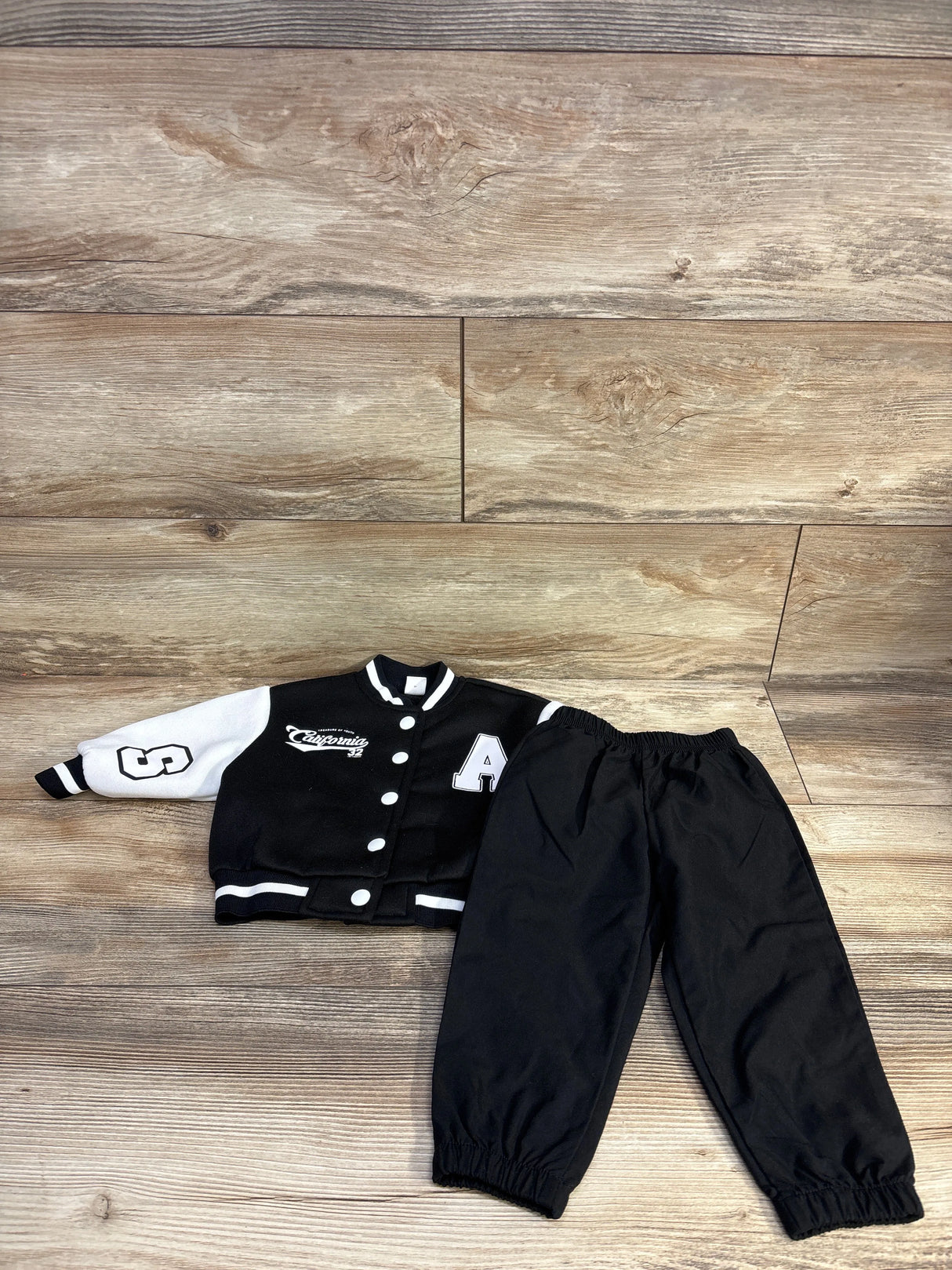 Shein California Letterman Jacket Set Black sz 6-9m