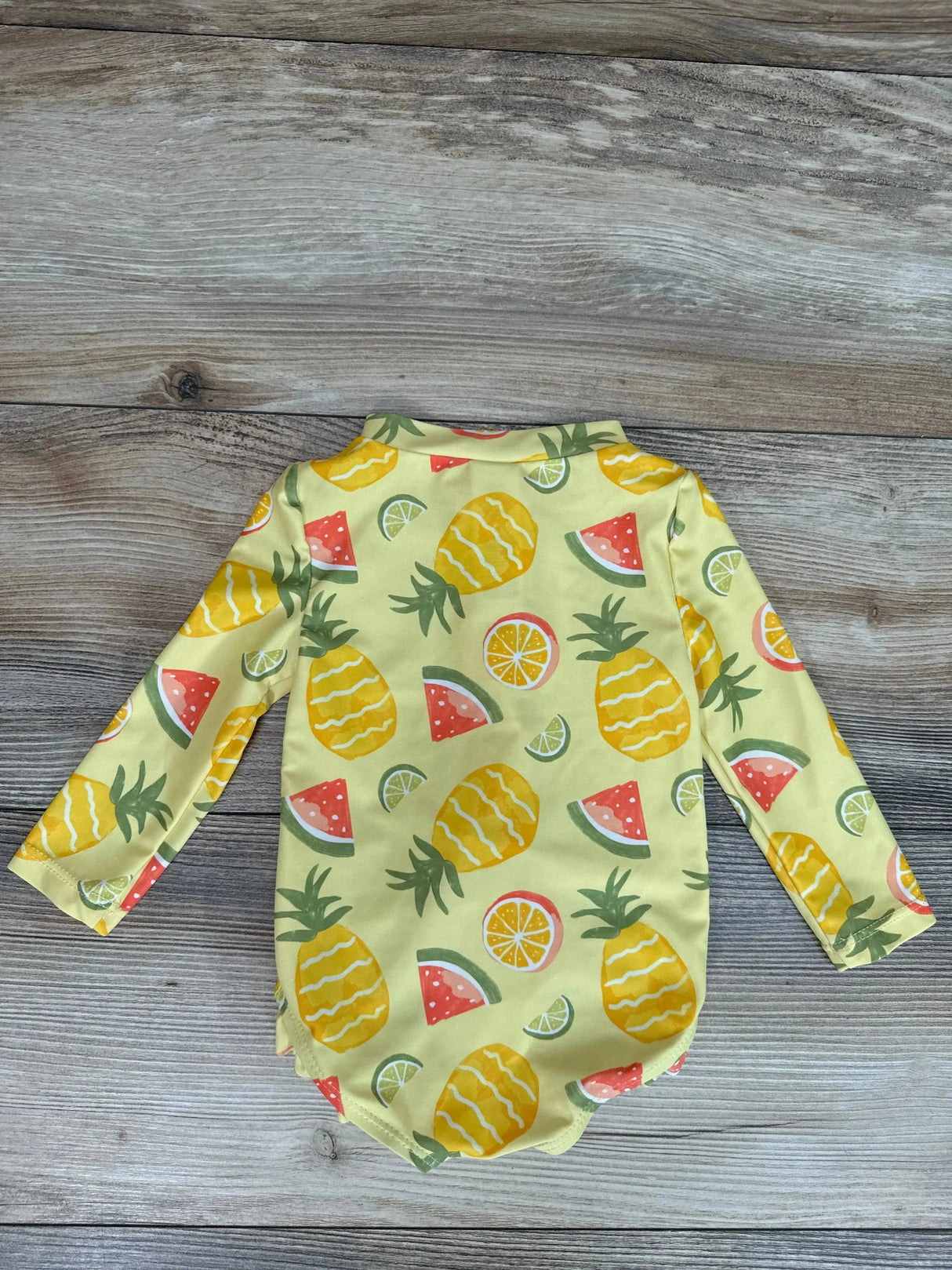 Just One You 1pc Fruit Print Rash Guard Swimsuit Yellow sz 6m