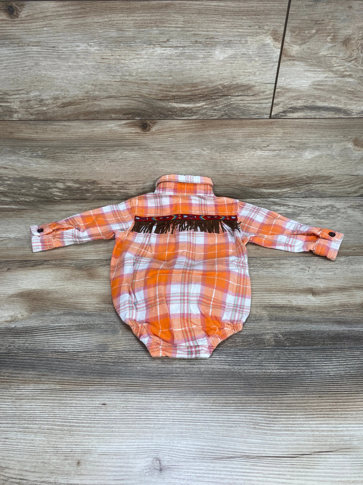 Oshkosh Plaid Flannel Button Up Bodysuit Orange sz 12m