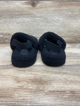 Cat & Jack Avi Single Strap Fur Slippers Black sz 9c/10c